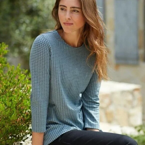 J Jill Houndstooth Ponte Knit Tunic Top Womens LP Large Petite - Picture 2 of 14